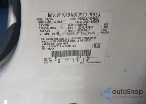 2004 Ford F-350 Lariat/Xl/Xlt z USA, uszkodzony, nr VIN 1FTSW31P14EC81125